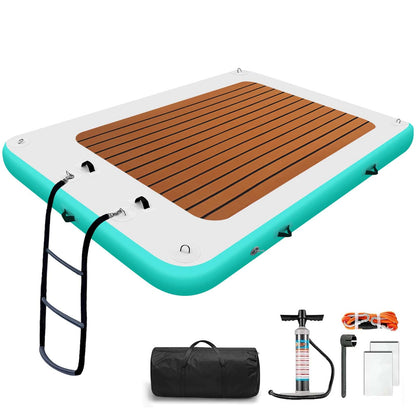 WUHUWOO Inflatable Floating Dock 10 * 6FT Inflatable Platform for Lake Sea Swimming Pool Water Boat Raft Island Floats with Storage Bag