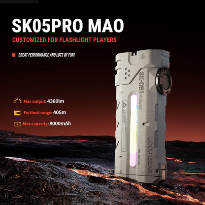 LOOP GEAR SK05 PRO Mao EDC Flashlight 4360 Lumens, 8000mAh Rechargeable LED Flashlight & Power Bank, 3-in-1 Lighting Modes (Flood/Spot/Side Light) for Camping, Hiking, Emergency,Outdoor