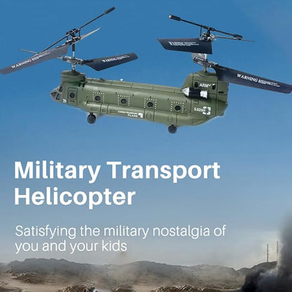 2.4G 3CH RC Helicopter S026H Military Transport RC Helicopter with Altitude Hold One Key Take Off/Landing LED Light Low Battery Reminder Gyro for Teens Beginners and Adults