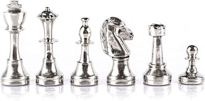 Classic Metal Staunton Chess Set - Brass Nickel Pawns - Gold Black Chess Board