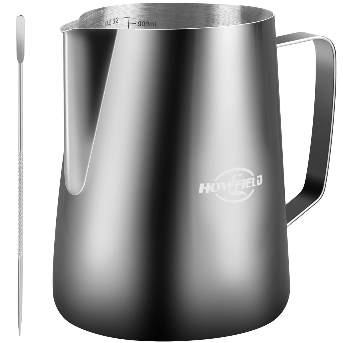 HOWFIELD Milk Frothing Pitcher, Stainless Steel, 32oz