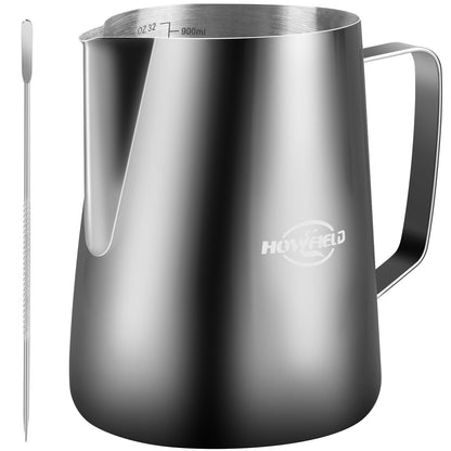 HOWFIELD Milk Frothing Pitcher, Stainless Steel, 32oz