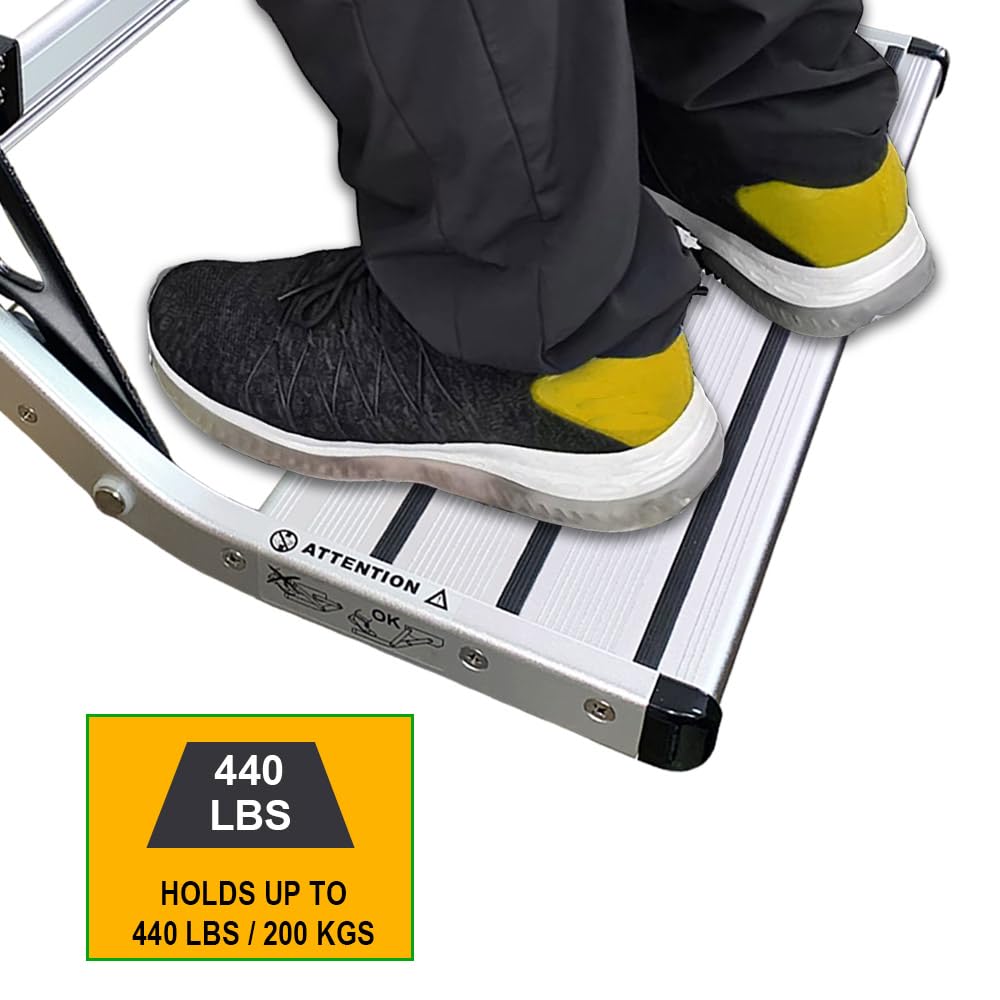 GEARFLAG Manual RV Step – Folding Aluminum Entry Step with Anti-Slip Surface, 440 lbs Capacity – for Camper, Trailer, Motorhome