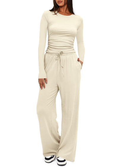 Darong Women's 2 Piece Sets 2025 Fall Outfits Long Sleeve Wide Leg Tracksuits Casual Lounge Set Matching Sets