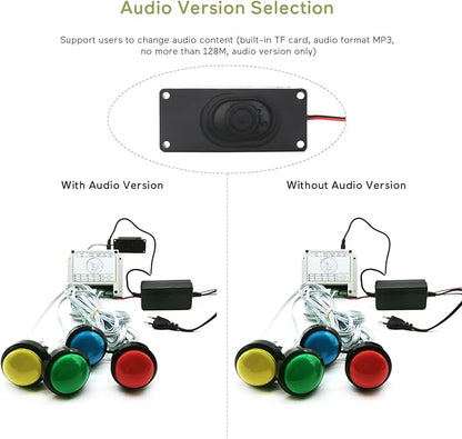 Escape Room Props 5 Colors Buttons Mechanism Press It In Order To Control 12V Magnet Lock For Exit Game Owner Player Adventurer (10 Buttons No Audio)