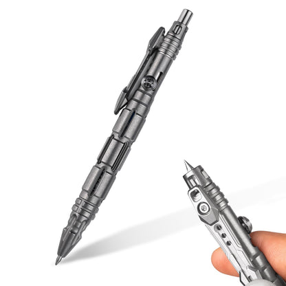 TITANER Mecha Pen 2.0 GR5 Titanium Tactical EDC Pen - Bolt-Action Design with Visual Ink Window, M390 Steel Tip, Hidden Tool & Tritium Slot for Daily Outdoor