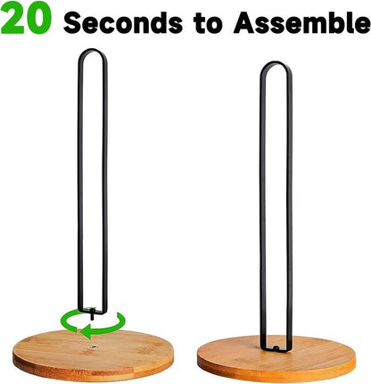 TONLEA Wooden Paper Towel Holder Countertop, Kitchen-Towel-Holder FreeStanding with Non-Slip Base for Bathroom