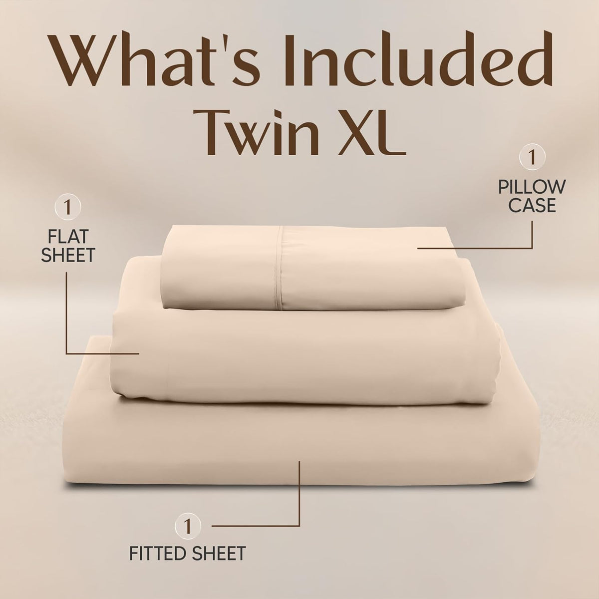 Utopia Bedding Twin XL Sheet Set - Soft & Breathable Microfiber, 3-Piece Bed Sheets (Beige)