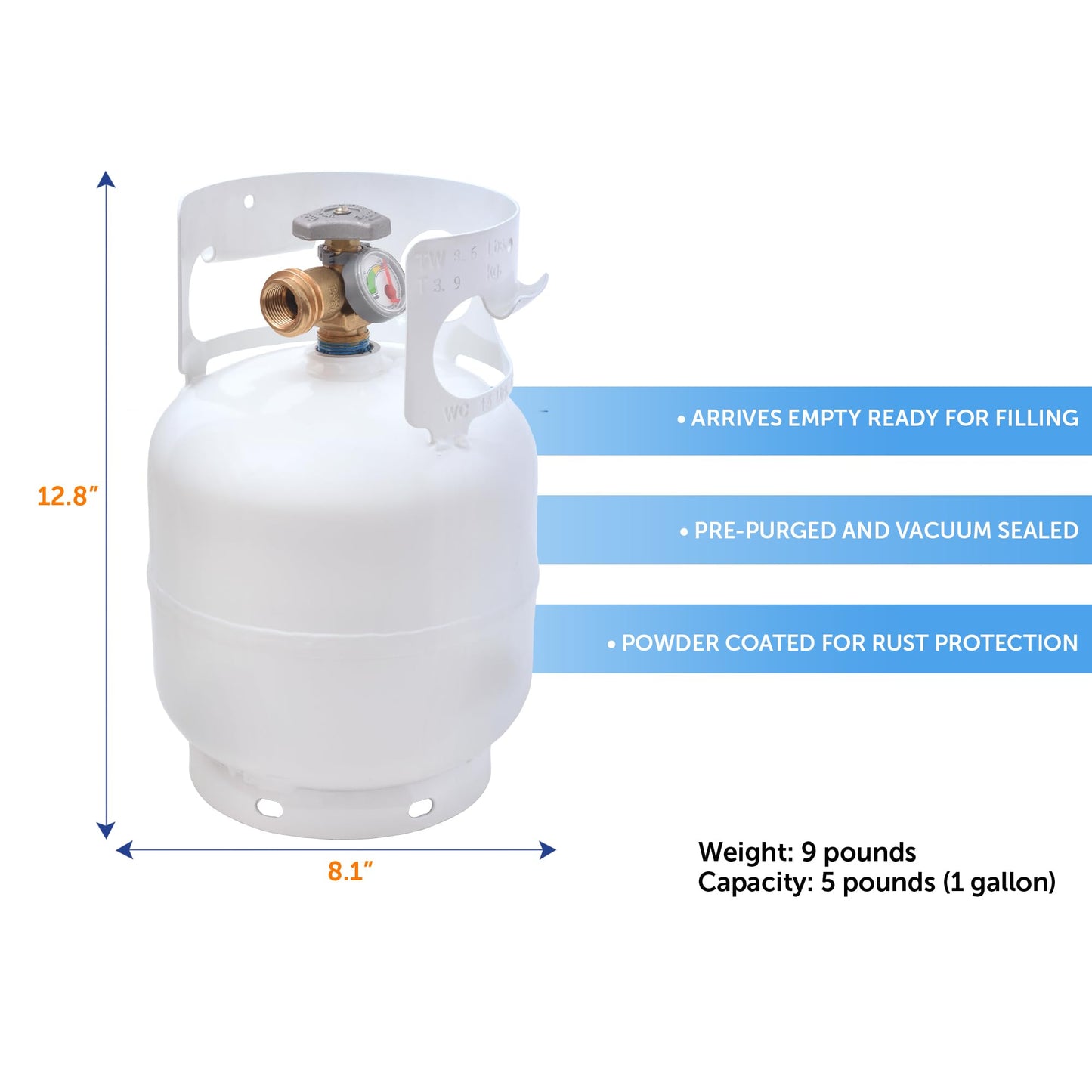 Flame King 5lb Steel Propane Tank with Gauge & OPD Valve + Gas Hauler Kit with Insulated Carry Case and Adapter Hose for Camping and Outdoor Activities