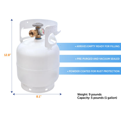 Flame King 5lb Steel Propane Tank with Gauge & OPD Valve + Gas Hauler Kit with Insulated Carry Case and Adapter Hose for Camping and Outdoor Activities