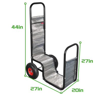 KAIDIDA Firewood Cart with Wheels: 44 X 27 X 20 in Heavy Duty 260 lbs Load for Garden Backyard Fireplace Men Women Use