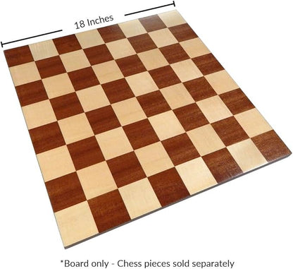 Zelus Borderless Tournament Chess Board with Inlaid Mahogany Wood Large 18 x 18 Inch Board Only