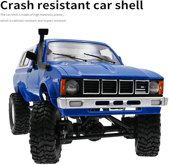 GoolRC RC Truck WPL C24 RC Crawler 1/16 Scale Remote Control Car 4WD All Terrain Off Road Pickup Truck 2.4GHz RC Climbing Car with LED Light 2 Batteries for Adults (Blue)