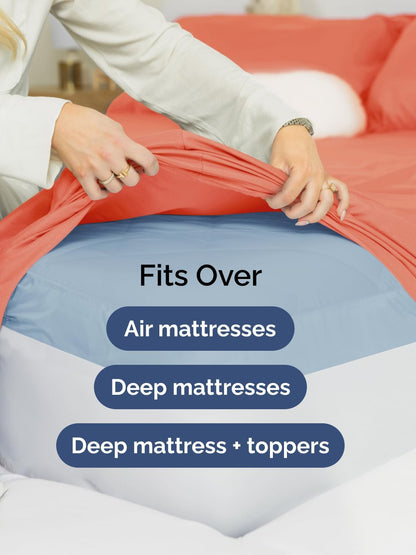 Skiennix Extra Deep Cal King Sheet Set | 6-Piece Breathable Cooling Bedding - Soft, Wrinkle-Free Coral