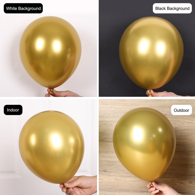 RUBFAC 135pcs Gold Balloons Different Sizes 18 12 10 5 Inch for Garland Arch, Latex Metallic Balloon for Birthday Graduation Party Wedding Decorations