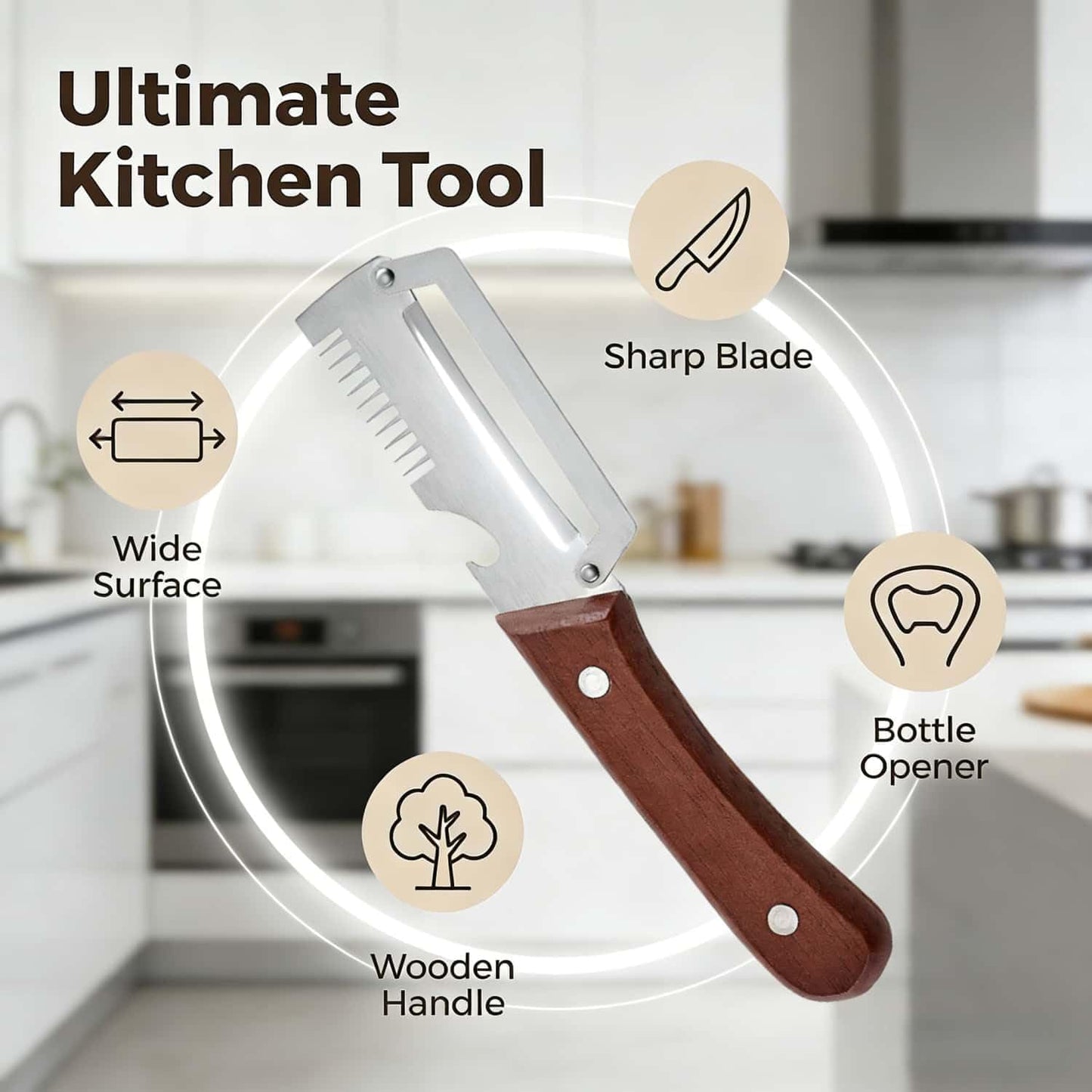 Skiennix Multifunctional Vegetable Peeler - 3-in-1 Kitchen Gadget with Wooden Handle & Grater | 2-Pack