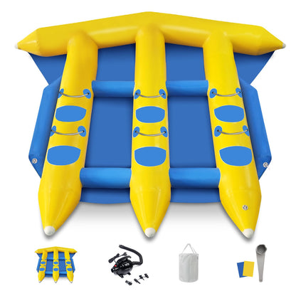 GONFLABLE Inflatable Flying Fish Towable Tubes for Water Park, Heavy Duty Water Sport Towable, Recreational Banana Fishing Towable Tubes for Lake River Ocean Boating(6 Person)