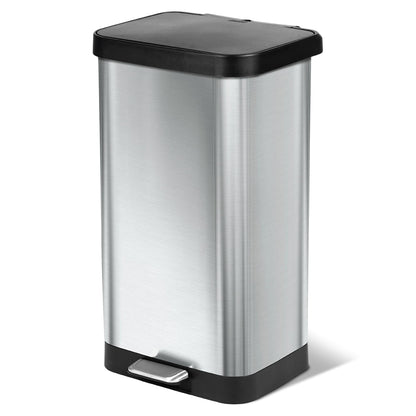 Glad Step Trash Can, Soft Close Lid Bin with Odor Protection, 20 Gal, Stainless