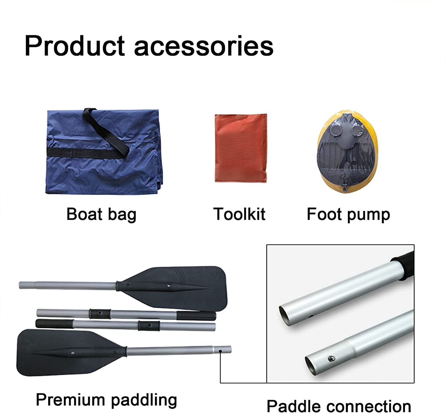 10FT Inflatable Boat,2-3Person Portable raft,2 Aluminum seat Board and 5 Aluminum Floor,3 Independent air Tubes,14 inch Large Float.No disassembly Required, Ultra Portable Design (7.5FT)