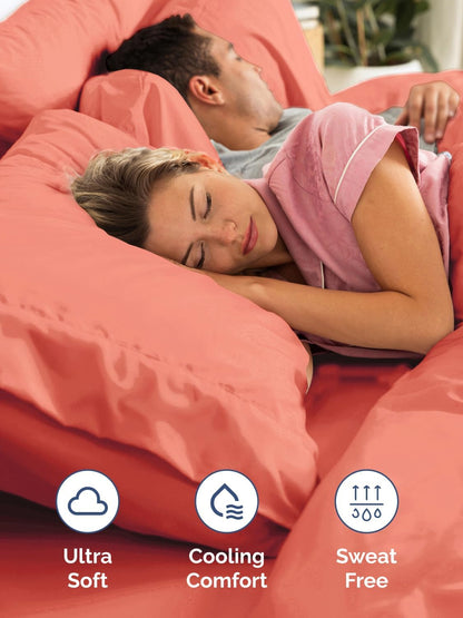 Skiennix Extra Deep Cal King Sheet Set | 6-Piece Breathable Cooling Bedding - Soft, Wrinkle-Free Coral