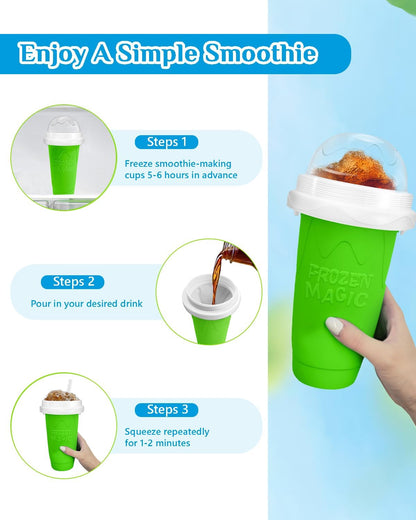 Skiennix Slushy Cup - DIY Magic Slushy Maker for Juices & Ice Cream | Portable Double-Layer Design (Green)