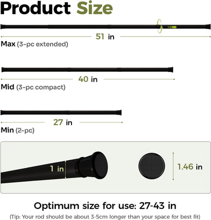 Bamworld Adjustable Window Plant Hanger - No Drill Expandable Indoor Planter Holder | 27''-51'' Black