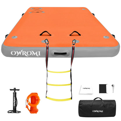 Inflatable Floating Dock Air Platform, 6/8/10ft Air Dock Platform Floating Island Raft, Enlarged Non-Slip Surface Water Floating Dock Mat, 6in Thick Water Platform Swim Dock Mat for Pool Beach Ocean