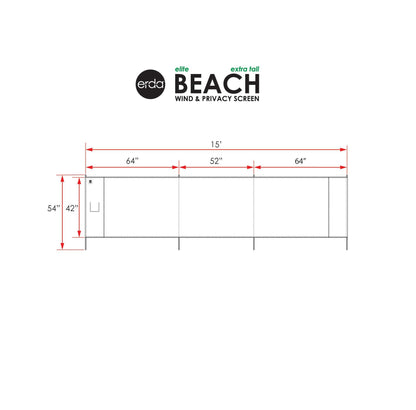 erda Tide-Dye Elite Beach Recycled Polyester Rip-Stop Extra Tall 42" Lightweight Windscreen, Privacy Screen, Wind Blocker, Free Matching Shoulder Bag (New Mahogany Wood Poles)