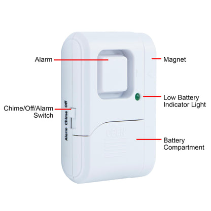 GE Personal Security Window and Door Alarm, 4 Pack, DIY Protection, Burglar Alert, Wireless Chime/Alarm, Easy Installation, Home Security, Ideal for Home, Garage, Apartment and More, White, 45174