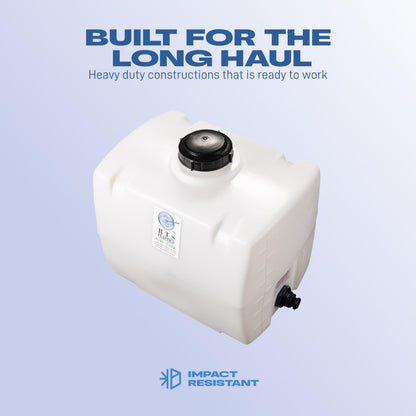 RTS Plastics Rotomolded Polyethylene PCO-30 Gallon Tank for Water and Non-Flammable Liquids with Molded Grad Strip and Siphon Elbow