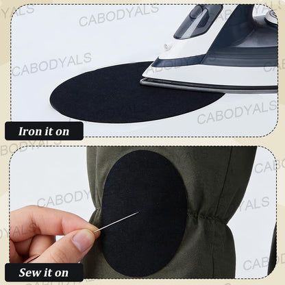 CABODYALS 28Pcs 7 Colors Mixed Color Oval Shapes Iron On Knee Elbow Patch Elbow Suede Fabric Appliques Cloth Knee Repair Polyester Adhesive Patches for Jeans Shirts Dress Clothing DIY Craft Supply