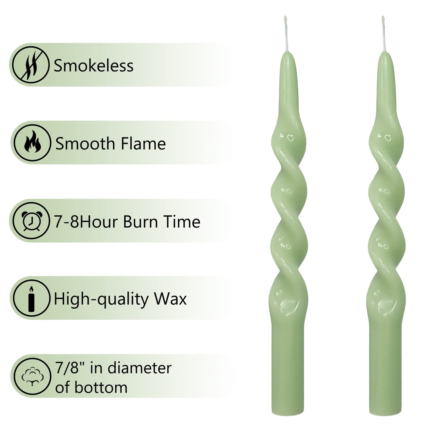 Gedengni Pastel Taper Candle Green Candlesticks - Set of 4 Long Candle Sticks Unique Tapered Candles Twisted Candlestick 10inch Spiral Candle for Home Décor Weddings Women Gifts (1D4PCS-GREEN)