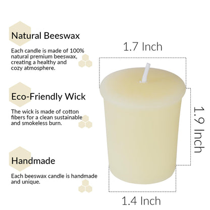 TELOSMA Natural Beeswax Votive Candles in Bulk - Small Beeswax Candle - Non Scent Votive Candle -Pack of 24 - Cream White