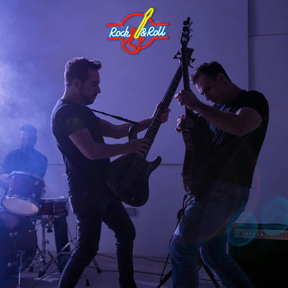 LooKLight Guitar Rock and Roll Neon Sign,Neon Light Sign,Led Neon Light for Wall Decor,Guitar Shape Light Up Sign,USB Neon for Bar Live Music Vocal Recital Concert Man Cave