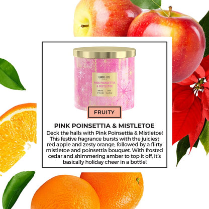 Candle-lite Holiday Scented Candles, Red Apple and Zesty Orange, 14 oz 3-Wick Jar Candle, Proudly Poured in The USA, Christmas Home Decor Candle, 45 Hours of Burn Time, Holiday Gift for Men and Women