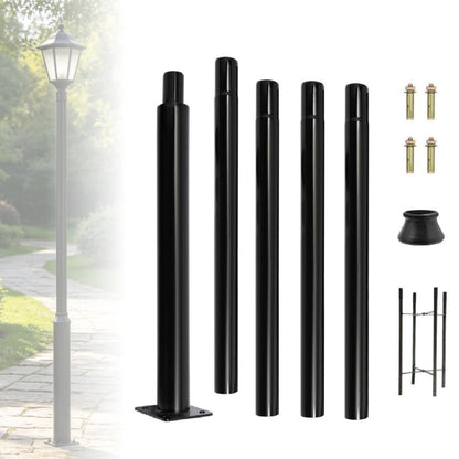 Lemoeyes Street Light Pole, 16ft Tall Split Street Lamp Post for Outdoor Street Courtyard Parking Lot Lighting Post Fixtures with Mounting Ground Cage (16FT 114+76mm)