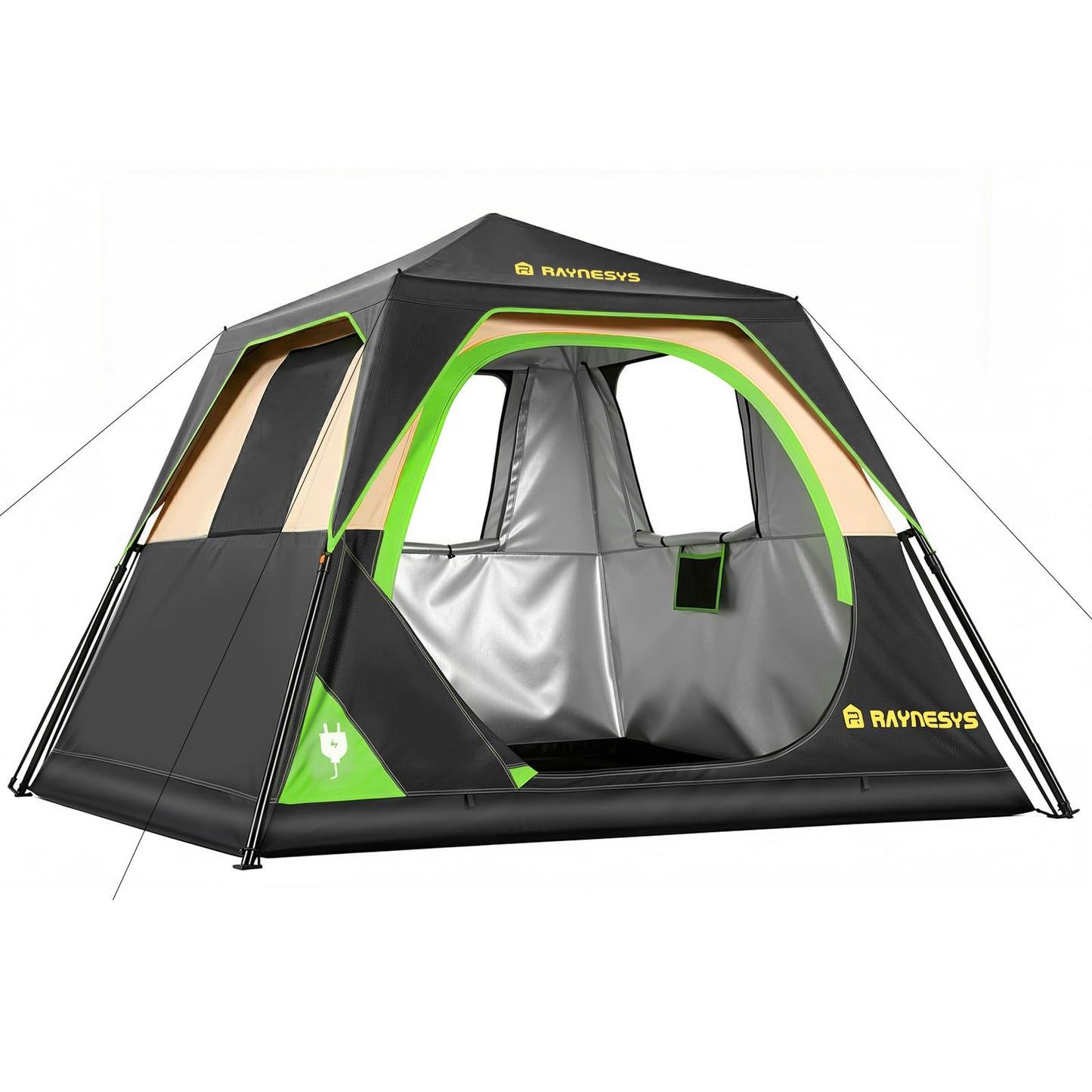 4 Person Instant Tent, Camping Tent Setup in 60 Seconds, Waterproof Pop Up Tents for Camping with Top Rainfly, Instant Cabin Tents with Portable Carry Bag for Family Camp & Hiking, Black + Brown