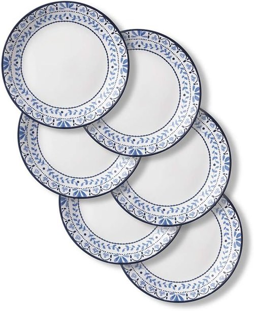 Corelle Vitrelle Salad Plates Set - 9-Inch Lightweight & Chip Resistant | Portofino & Caspian, 6-Piece