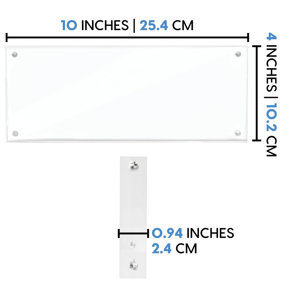 Mammoth DuraClear 4x10 Acrylic Frame - Frameless Panoramic Picture Frame & Cosmetology License Frame Display - Sleek, Modern Long Picture Frame Design for Elegant Decor (5 Pack)