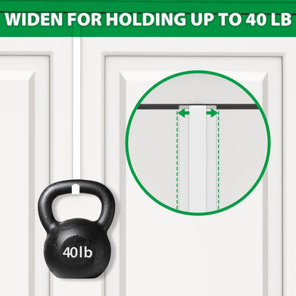 Booda Brand 14" Over The Door Hooks, 4 Pack Widen Wreath Hangers Fit The 1-3/4" & 1-3/8" Door Thicknesses, Z-Shaped Metal Door Hanger Hooks for Hanging Wreaths, Hats,and Clothes (White-4Pack)