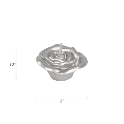 Mega Candles 12 pcs Unscented Rose Petals Flower Silver Floating Candles, Hand Poured Wax Candle 2 Inch Diameter, Home Décor, Wedding Centerpieces, Holidays, Occasions, Events, Festivities