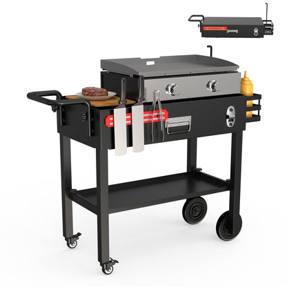 TAILGRILLER Portable Grill Table Outdoor Grill Stand for Blackstone 17"/22" Griddle,Ninja Grill,Foldable Ninja Grill Stand& Blackstone Griddle Stand for Outdoor Tailgating-Camping with Wheels