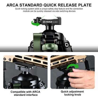 FANAUE Hunting Tripod Quick Release Plate Features Arca Swiss Dovetail Mount Carbon Fiber Tripod Binocular Tripod Adapter with 1/4-20" Thread for Bird Watching, Hunting, Astronomy, Animal Observation.