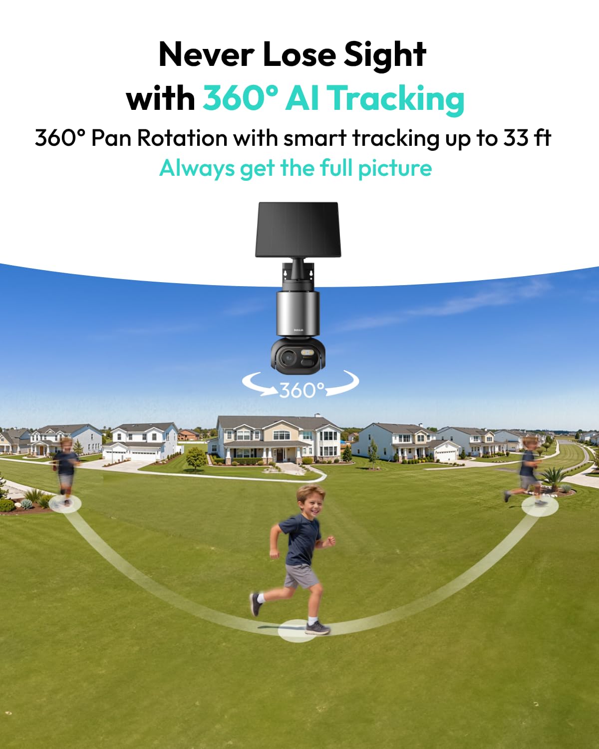 BOTSLAB 4K Security Cameras Wireless Outdoor, Add-On Camera Must Be Connected to Base Station, Solar Outdoor Camera with Full Color Night Vision, No Subscription, AI Recognition, 360° PT, 2.4GHz WiFi