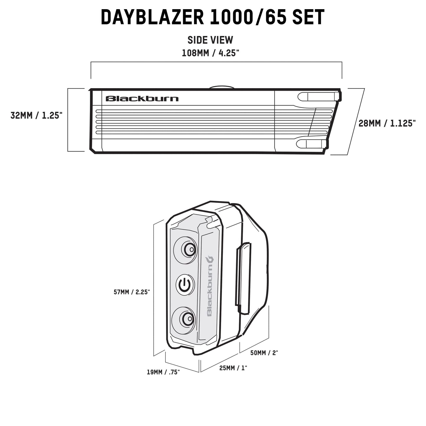 Blackburn Dayblazer Front and Rear Bike Light Set (1000 Lumens Front, 65 Lumens Rear)