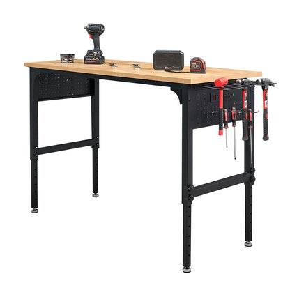 60" Heavy-Duty Garage Workbench, 2300LBS Capacity Work Table with Power Strip, Work Bench for Garage, Workshop, Office, Warehouse & Home