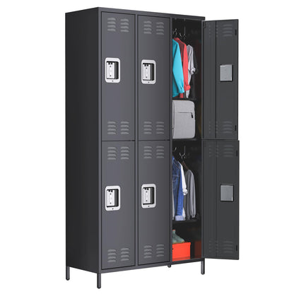 Towallmark Metal Storage Locker with 6 Doors, Metal Locker for Employees with 18 Hooks for Garage School Office Gym Home, Assembly Required, Black