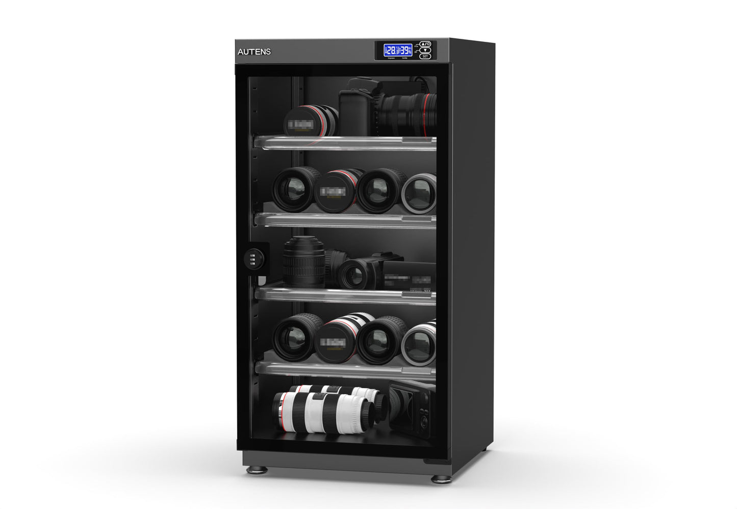 AUTENS Dehumidifying Dry Cabinet Box with Combination Lock,Digital Control Noiseless and Energy Saving,for Camera Lens,Electronic Equipment,Collectibles Storage,Temperature Humidity LED Screen (100L)