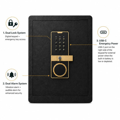Safe Box, 17.7" Tall 1.4 Cubic Feet Home Office Safe with Built-in Safe Compartment, Security Cabinet Safe for Money Cash Valuables, Digital Electronic Keypad, Dual Alarm System, Removable Shelf
