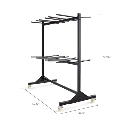 Safco 2 Tier Folding Chair Cart, Heavy Duty Powder Coated Storage Cart, Holds 84 Chairs, Commercial-Grade Steel, Black